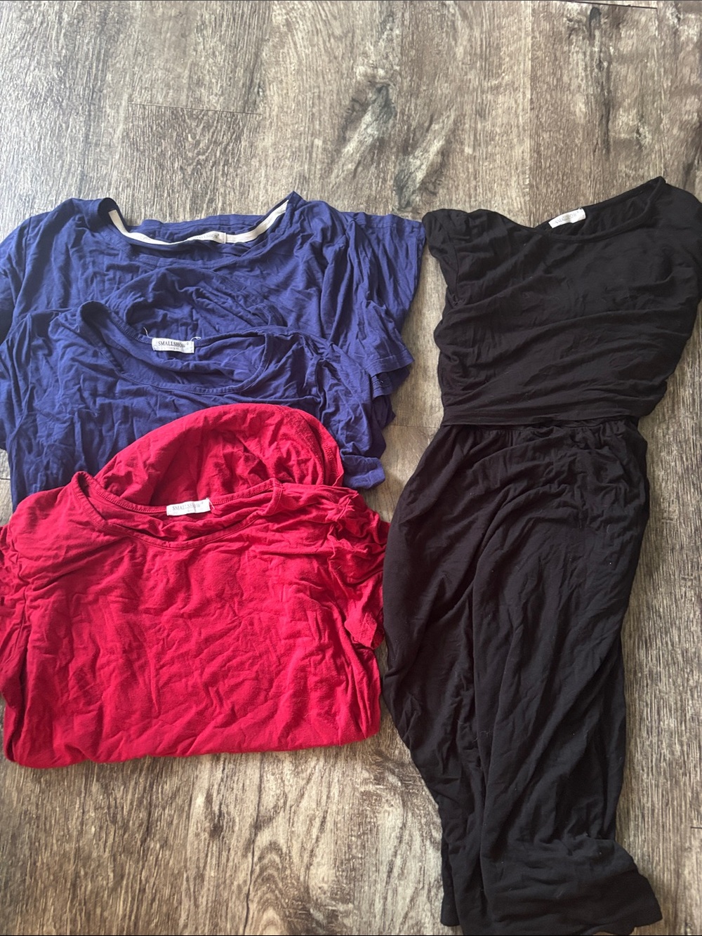 Casual T-Shirt & Black Dress Bundle - Red, Blue, Black Maternity